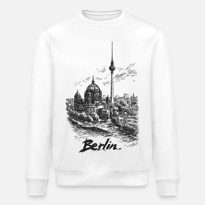Berliner Skyline Silhouette - Stanley/Stella Unisex Bio-Sweatshirt ROLLER - Weiß