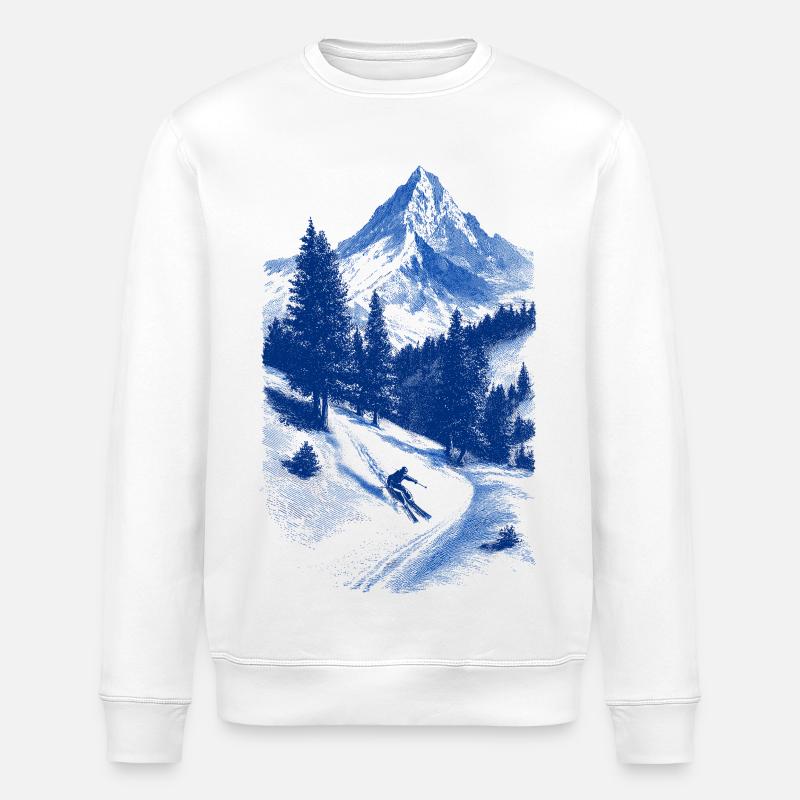 Blue Summit Face Silhouette - Stanley/Stella ROLLER Unisex Organic Sweatshirt - white