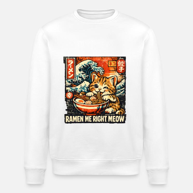 Ramen Katze Kanagawa - Stanley/Stella Unisex Bio-Sweatshirt ROLLER - Weiß