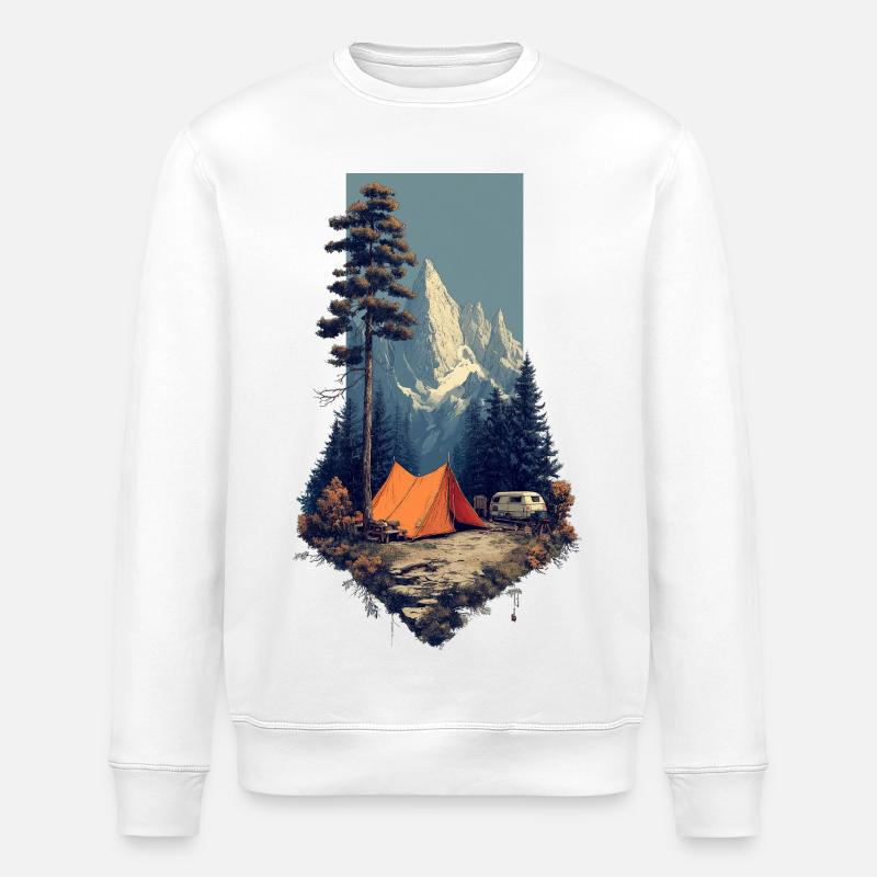 Magie du camping à Alpenwald - Sweat bio ROLLER Stanley/Stella Unisexe - blanc