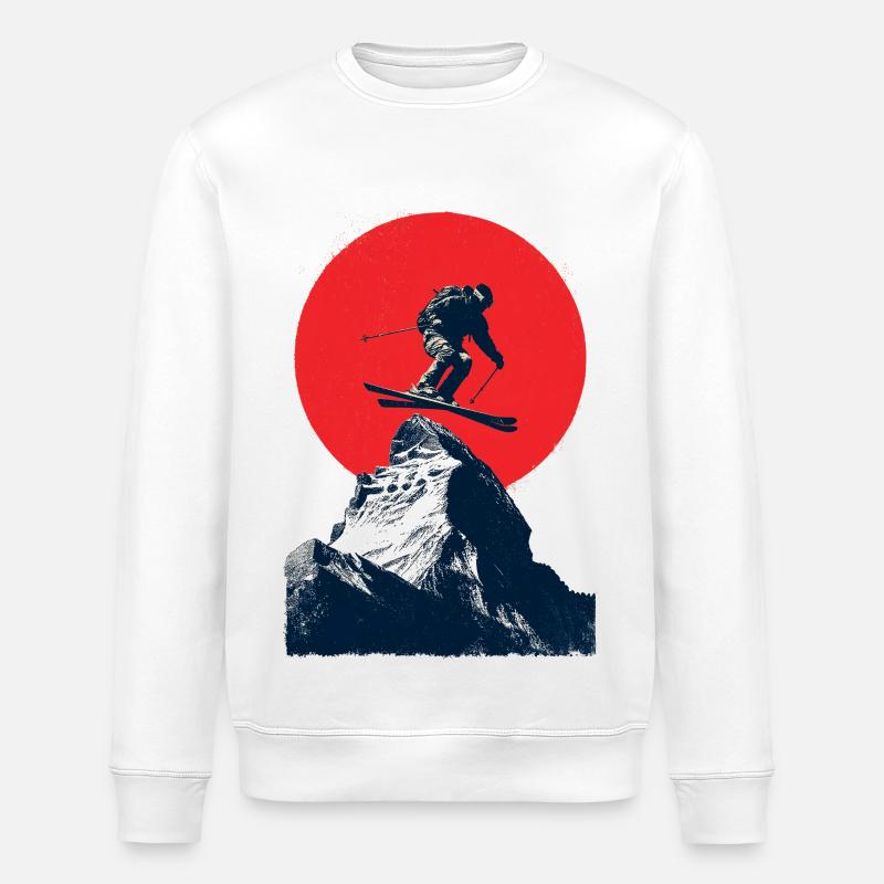 Ski jumping over rocky peaks - Stanley/Stella ROLLER Unisex Organic Sweatshirt - white