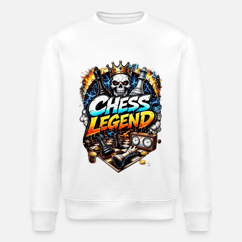 Chess legend with crown - Stanley/Stella ROLLER Unisex Organic Sweatshirt - white