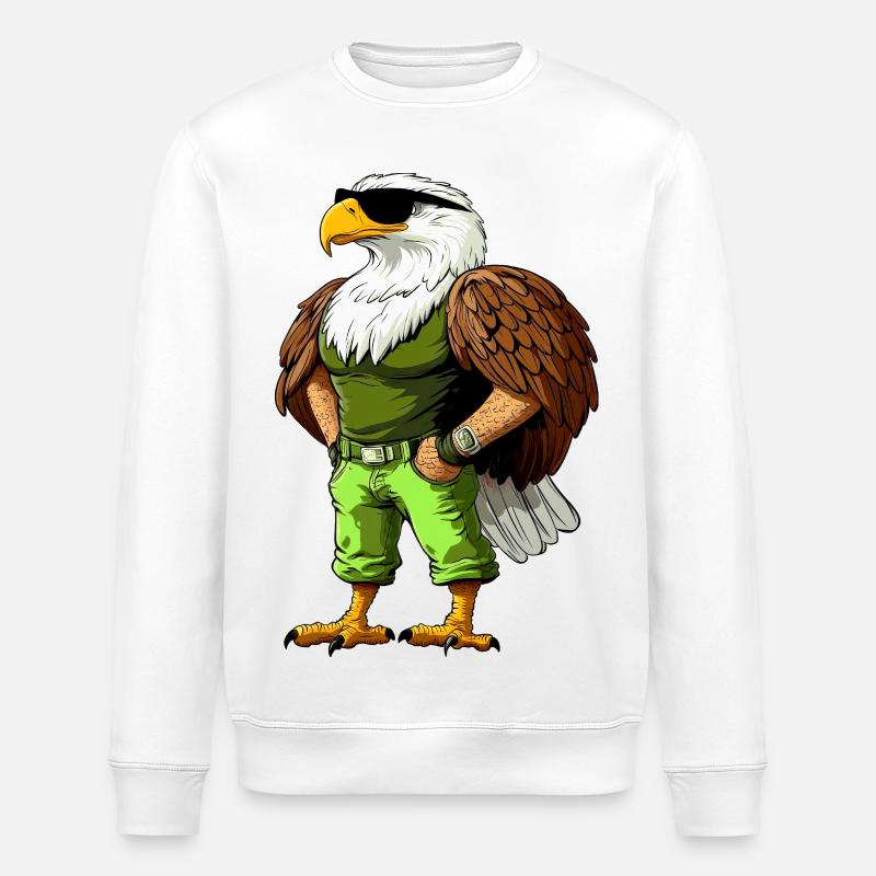 Cool Eagle - Stanley/Stella ROLLER Unisex Organic Sweatshirt - white