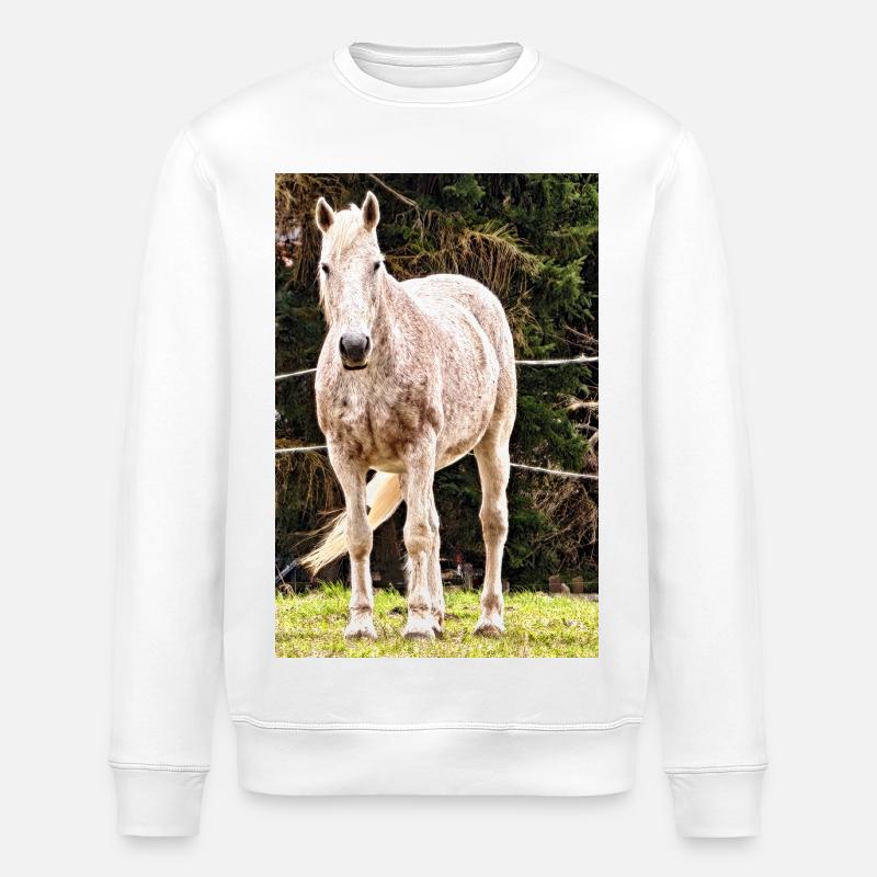 Apfelschimmel Pferd Porträt Poster - Stanley/Stella Unisex Bio-Sweatshirt ROLLER - Weiß