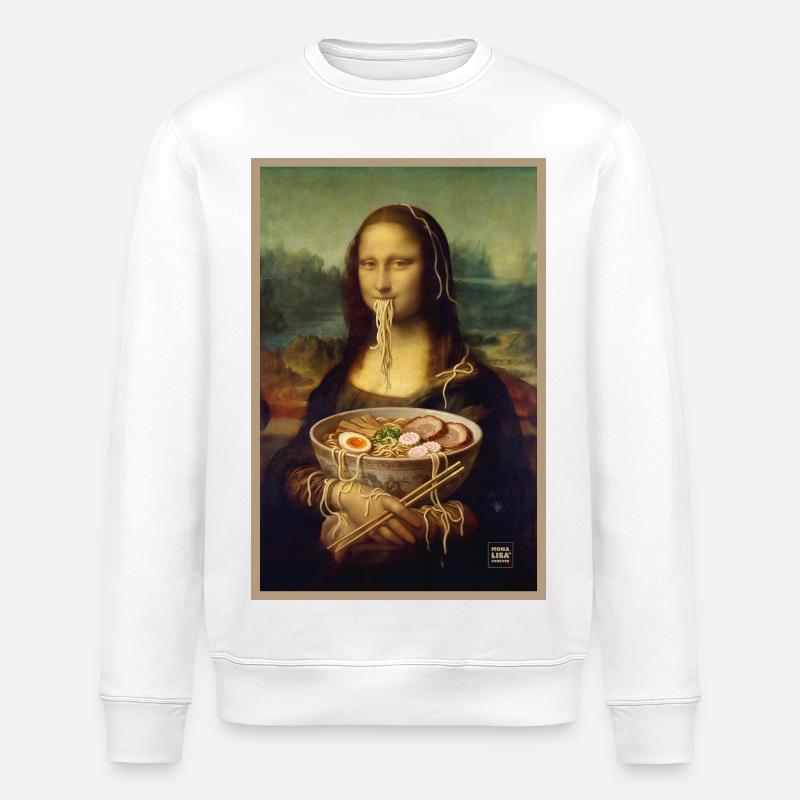 Mona Lisa Crazy Ramen Day - Stanley/Stella ROLLER Unisex Organic Sweatshirt - white