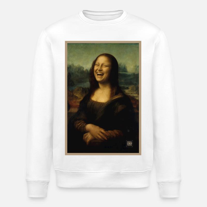 Lachende Mona-Lisa-Parodie LOL - Stanley/Stella Unisex Bio-Sweatshirt ROLLER - Weiß