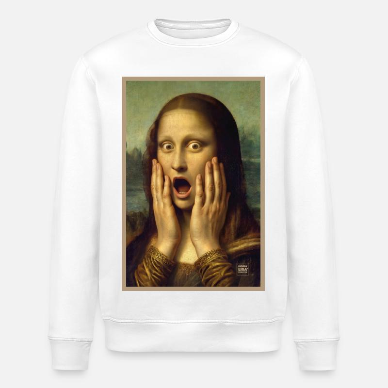 Schockiert, überrascht Mona Lisa - Stanley/Stella Unisex Bio-Sweatshirt ROLLER - Weiß