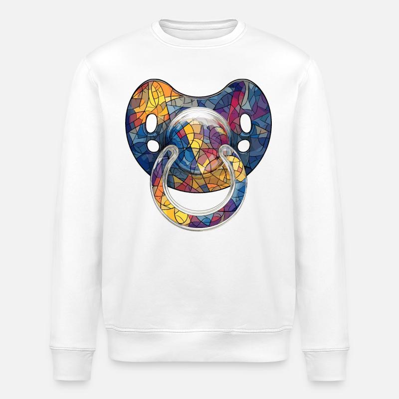 Bunter Schnuller - Mosaik Babywelt - Stanley/Stella Unisex Bio-Sweatshirt ROLLER - Weiß