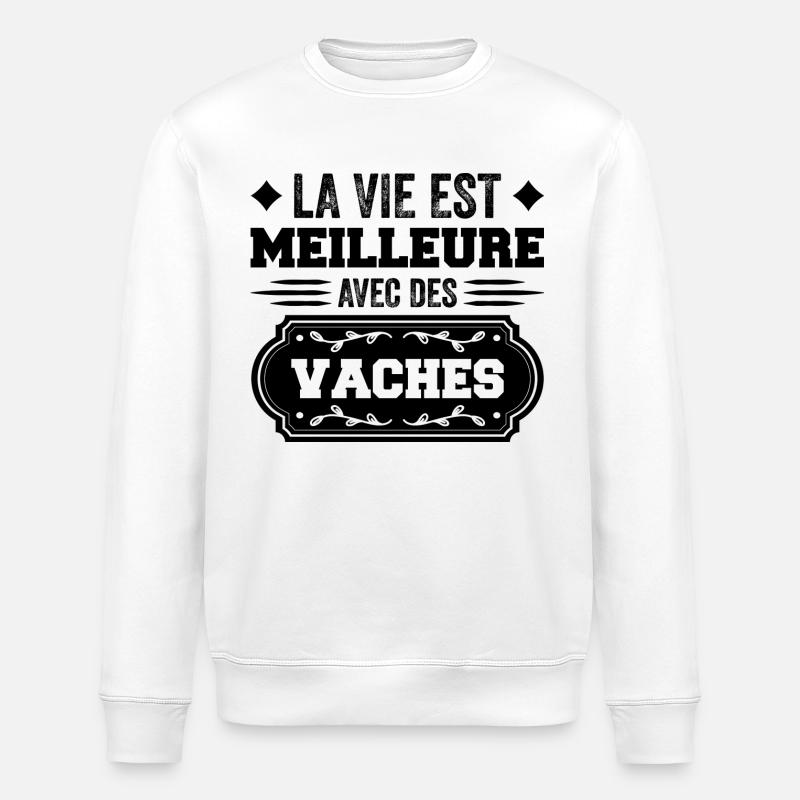 Life is better with cows - Stanley/Stella ROLLER Unisex Organic Sweatshirt - white