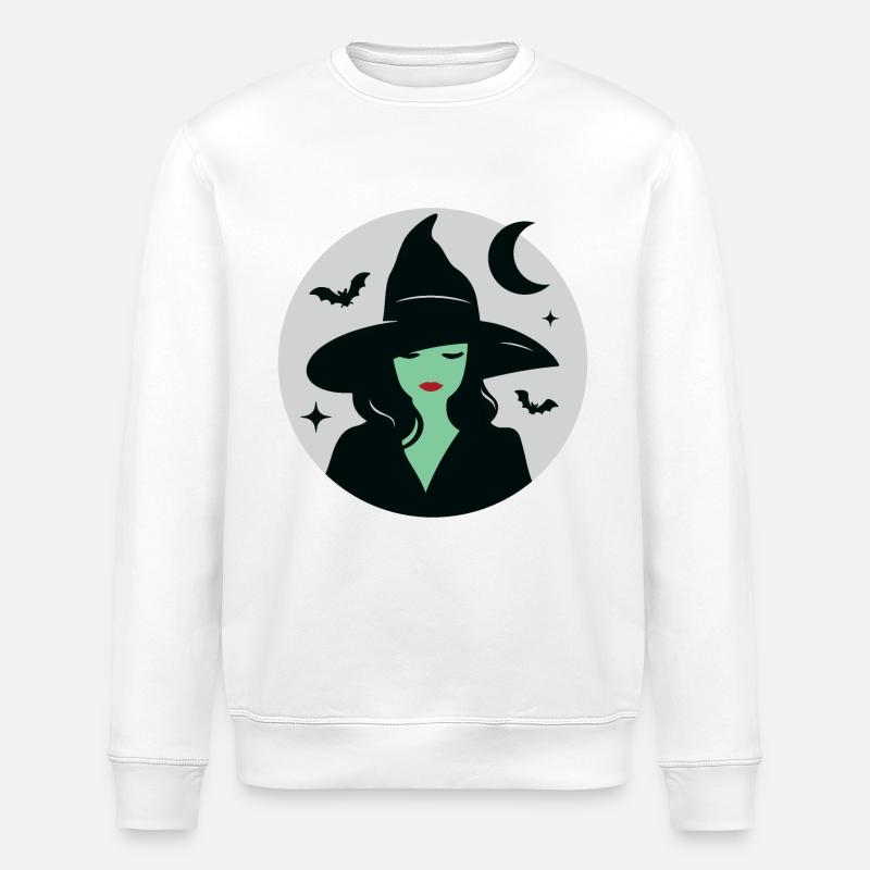 Sorcière verte, Halloween - Sweat bio ROLLER Stanley/Stella Unisexe - blanc