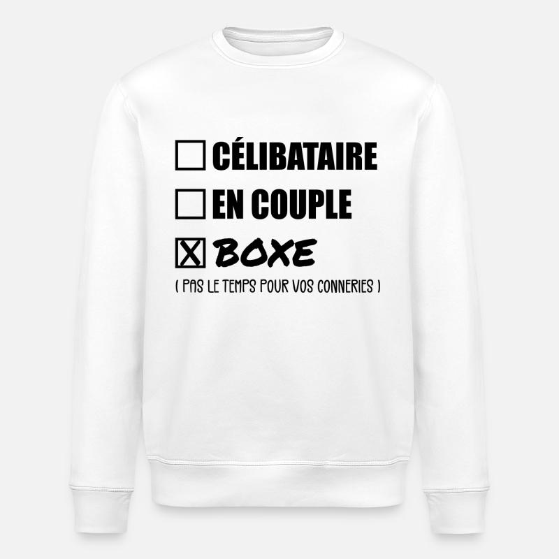 Single Couple Boxing - Boxer Gift - Stanley/Stella ROLLER Unisex Organic Sweatshirt - white