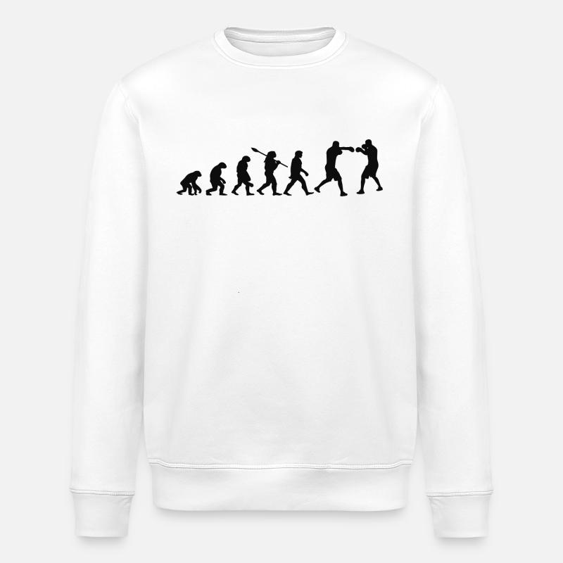 Evolution des Boxens | Boxer-Geschenk - Stanley/Stella Unisex Bio-Sweatshirt ROLLER - Weiß