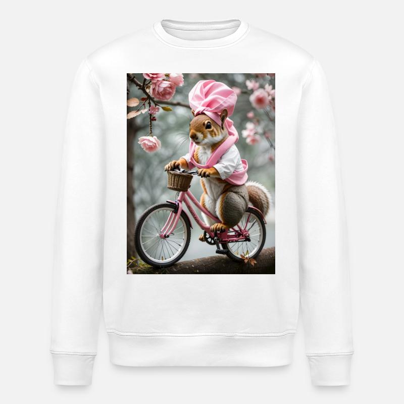 Squirrel on a bicycle - Stanley/Stella ROLLER Unisex Organic Sweatshirt - white