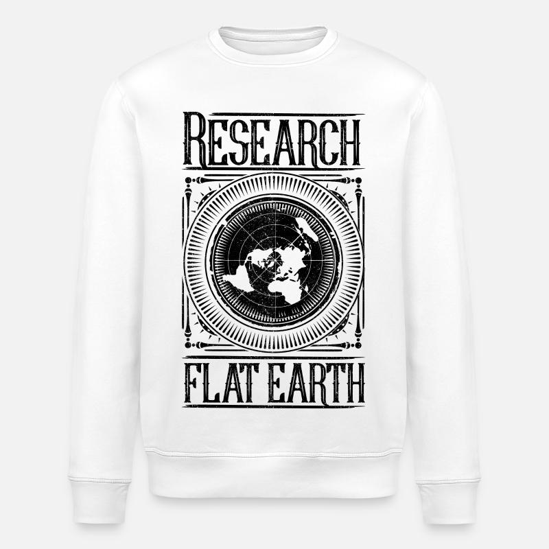 Flache Erde - Research Flat Earth - Stanley/Stella Unisex Bio-Sweatshirt ROLLER - Weiß