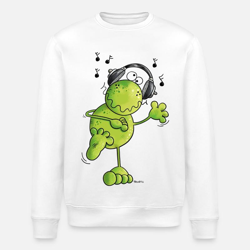Frosch mit Kopfhörer - Stanley/Stella Unisex Bio-Sweatshirt ROLLER - Weiß