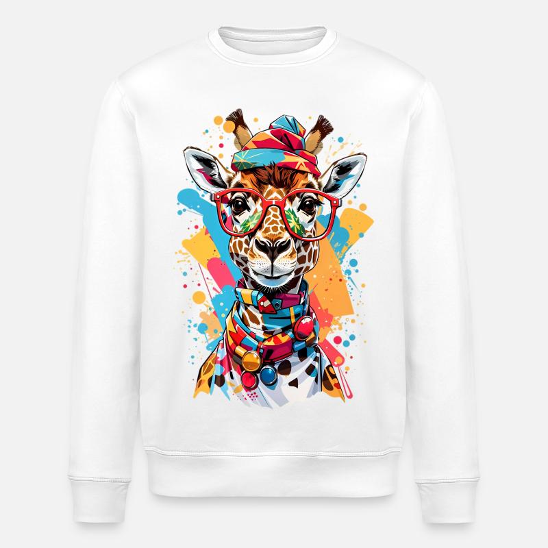 Coole Giraffe - Stanley/Stella Unisex Bio-Sweatshirt ROLLER - Weiß