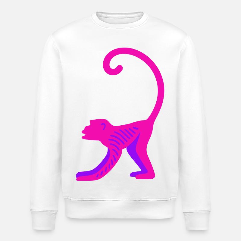 Neon Pink Monkey - Stanley/Stella Unisex Bio-Sweatshirt ROLLER - Weiß