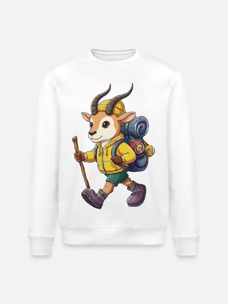 Cute Antelope Hiking Camping Adventure Backpacker - Stanley/Stella ROLLER Unisex Organic Sweatshirt - white