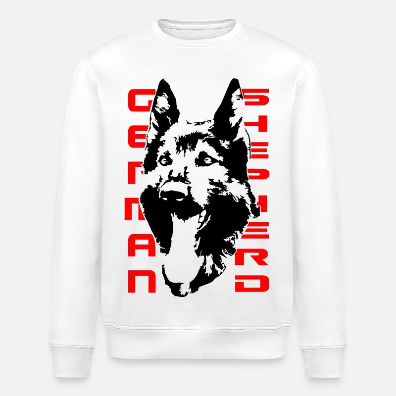 Wunderschöner Schäferhund Kopf - Stanley/Stella Unisex Bio-Sweatshirt ROLLER - Weiß