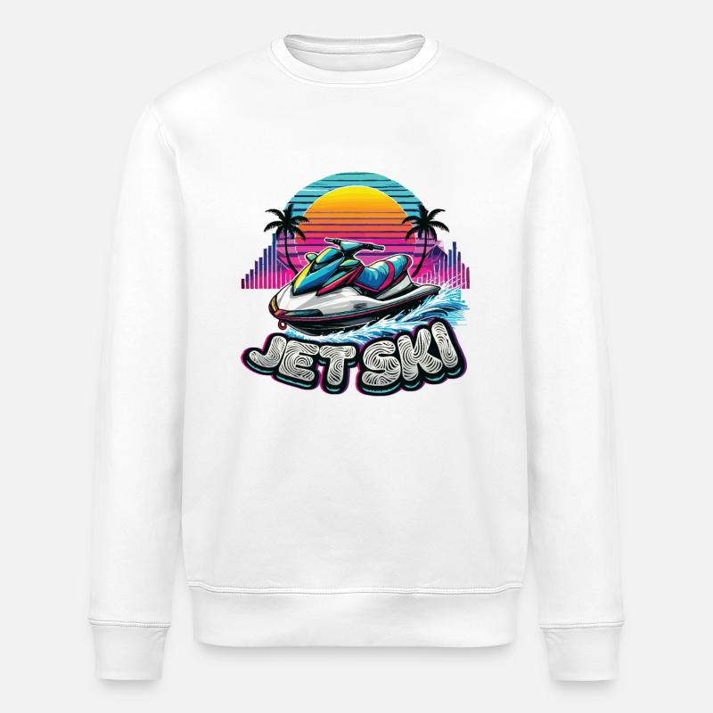 Jet Ski Aventure Été Rétro - Sweat bio ROLLER Stanley/Stella Unisexe - blanc
