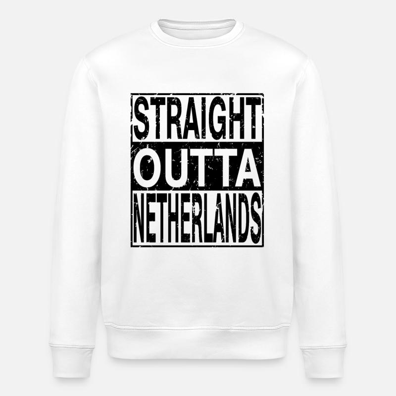 Pays-Bas Straight outta Pays-Bas - Sweat bio ROLLER Stanley/Stella Unisexe - blanc