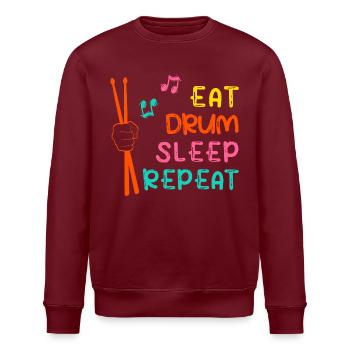 « Eat drum sleep repeat » Tambours Tambours - Sweat bio ROLLER Stanley/Stella Unisexe - blanc - Devant - Nik (191cm)