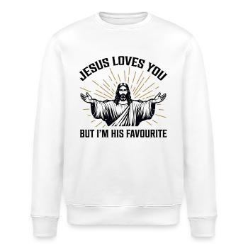 Jesus liebt dich, aber ich bin sein Liebling - Stanley/Stella Unisex Bio-Sweatshirt ROLLER - Weiß - Vorne - Nik (191cm)
