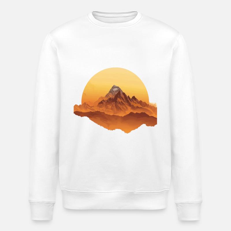 Sunset Mountains Circular Shape - Stanley/Stella ROLLER Unisex Organic Sweatshirt - white