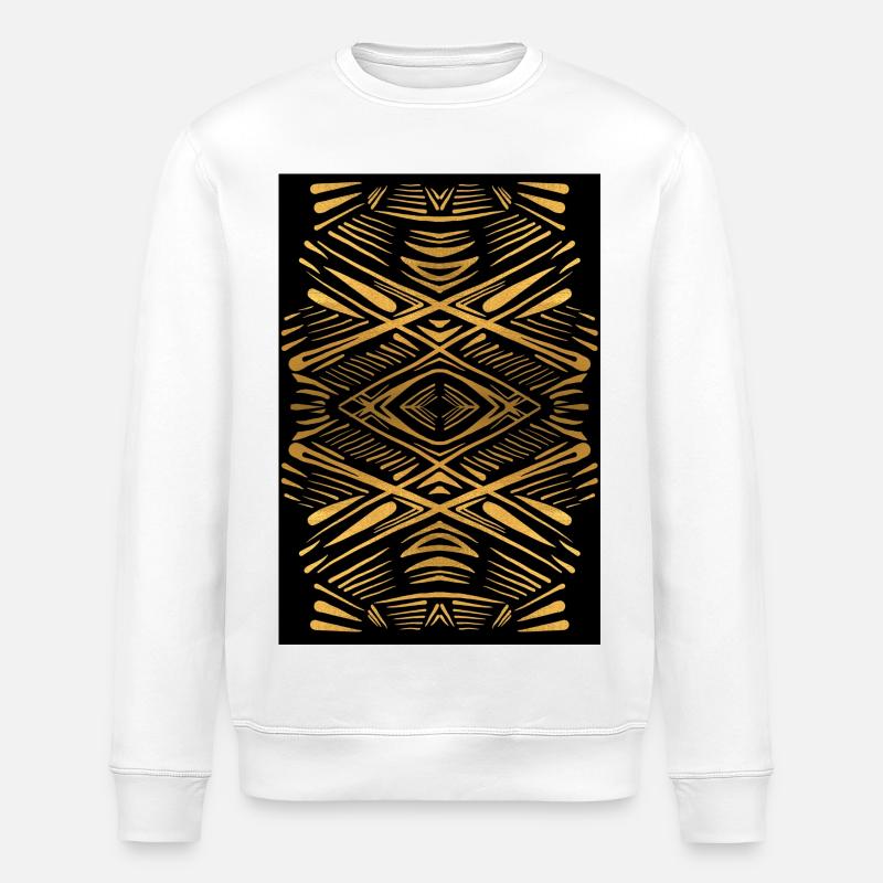 Ethnic gold pattern on black - Stanley/Stella ROLLER Unisex Organic Sweatshirt - white