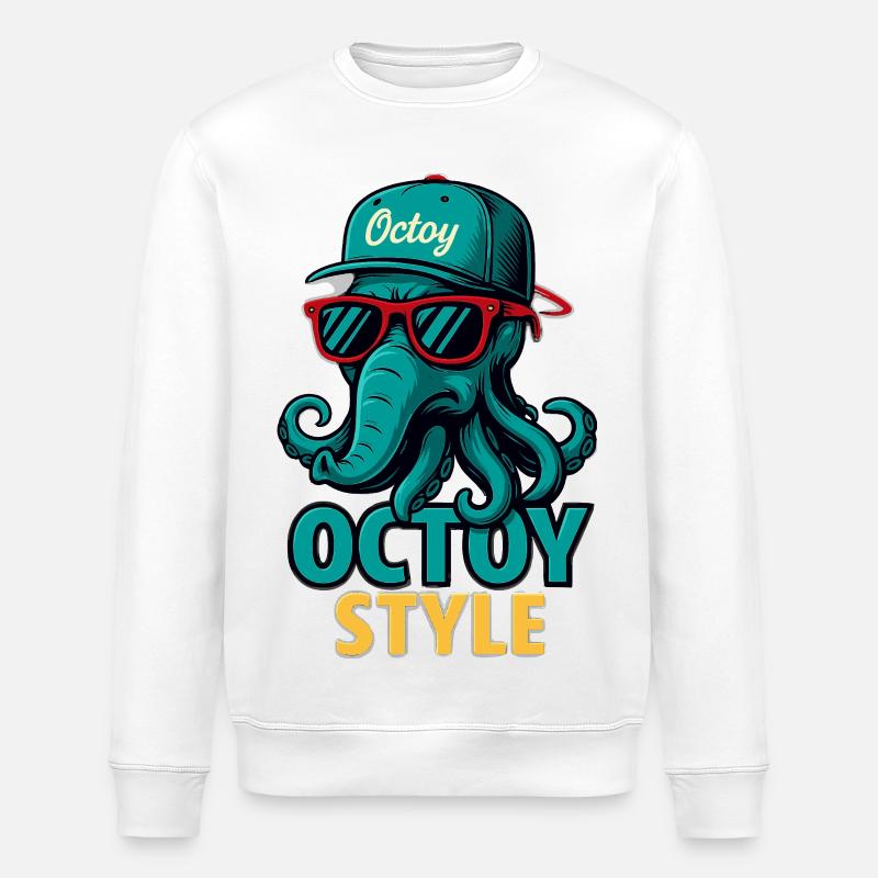 Octoy Style Octopus Retro Cap - Stanley/Stella ROLLER Unisex Organic Sweatshirt - white