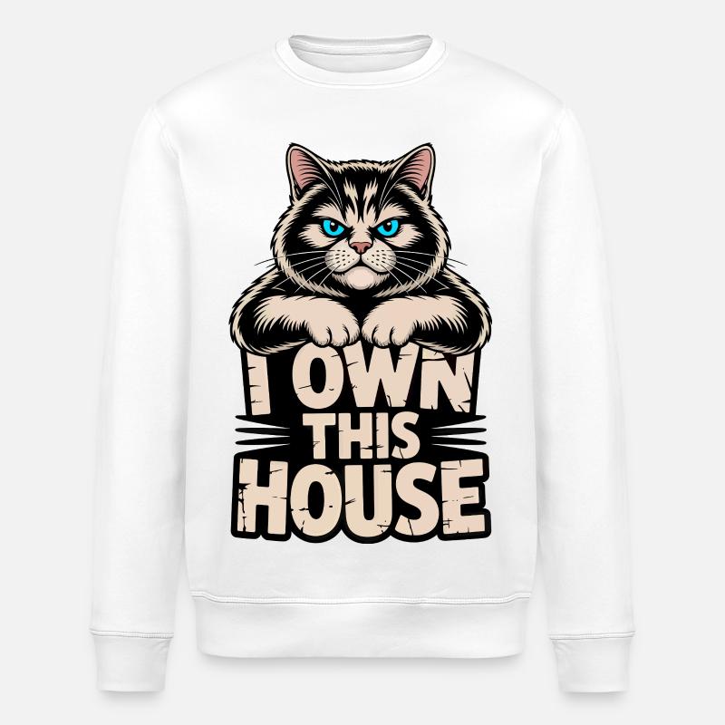 Ich besitze diese Hauskatze - Stanley/Stella Unisex Bio-Sweatshirt ROLLER - Weiß
