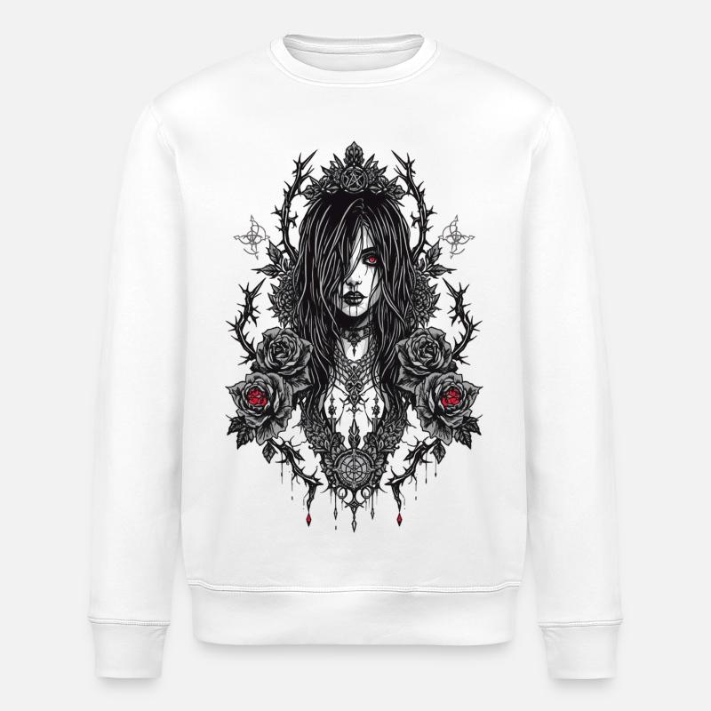 Gothic Rose Frame Portrait - Stanley/Stella ROLLER Unisex Organic Sweatshirt - white