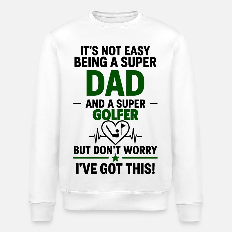 Herz + Golf – Super Papa Golfeur - Sweat bio ROLLER Stanley/Stella Unisexe - blanc