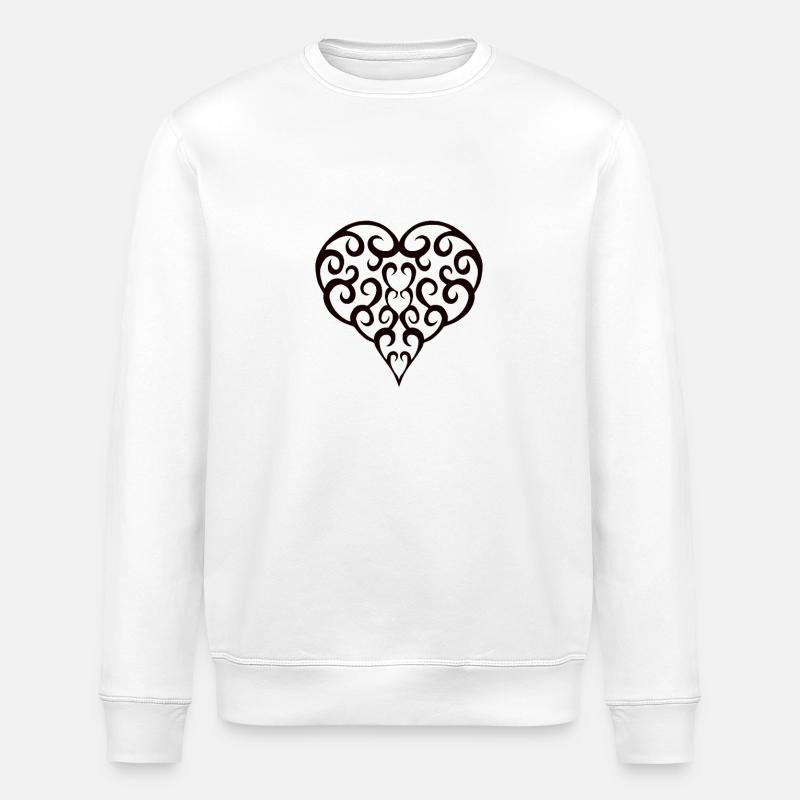 Tribal Coeur 2 Noir - Sweat bio ROLLER Stanley/Stella Unisexe - blanc