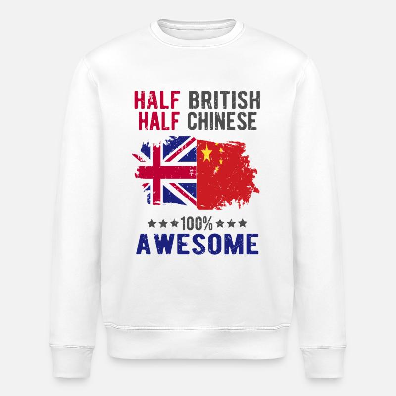 Halb Brite Halb Chinese - Stanley/Stella Unisex Bio-Sweatshirt ROLLER - Weiß