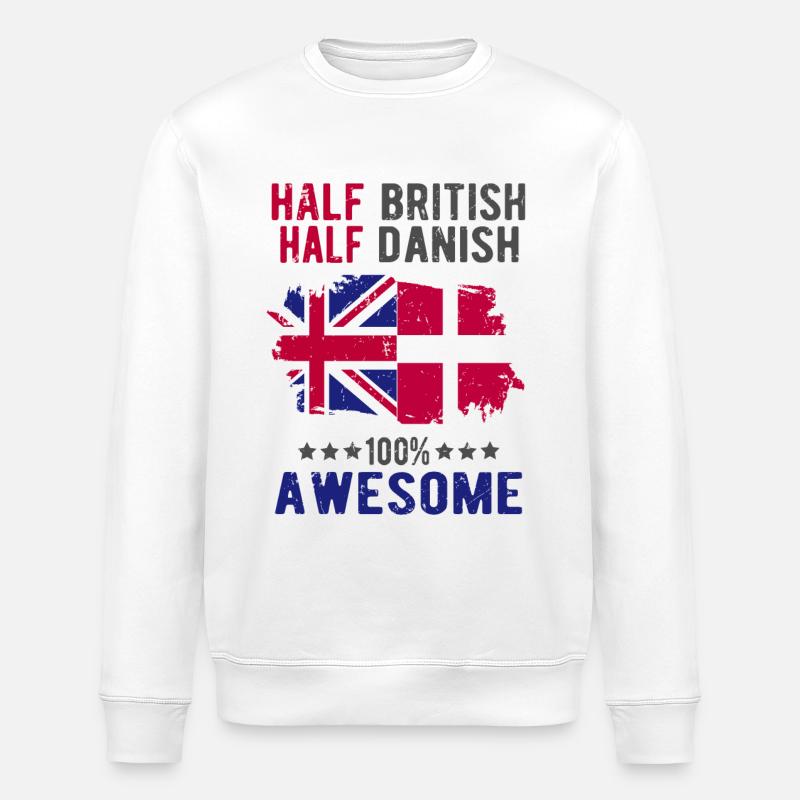 Moitié britannique moitié danois - Sweat bio ROLLER Stanley/Stella Unisexe - blanc