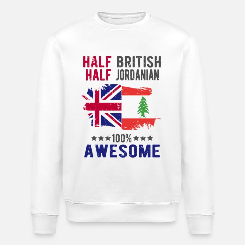 Half British Half Jordanian - Stanley/Stella ROLLER Unisex Organic Sweatshirt - white