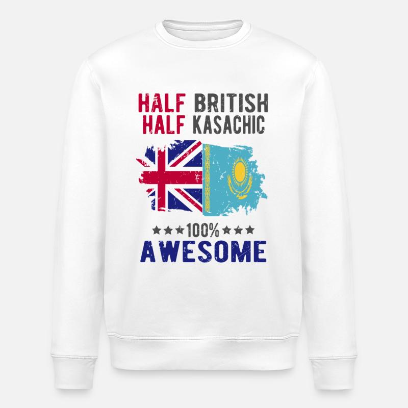 Halb Brite Halb Kasache - Stanley/Stella Unisex Bio-Sweatshirt ROLLER - Weiß