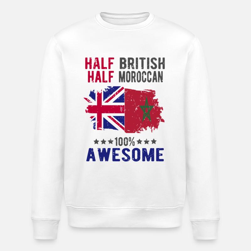 Moitié britannique moitié marocain - Sweat bio ROLLER Stanley/Stella Unisexe - blanc