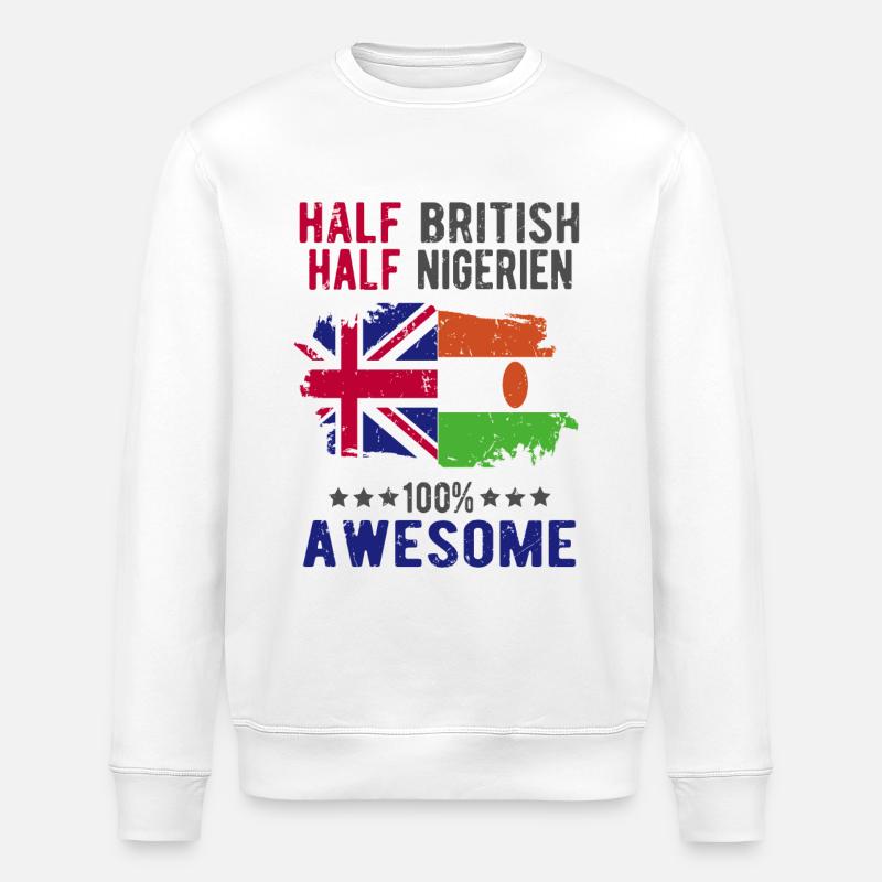Moitié britannique moitié Nigrer - Sweat bio ROLLER Stanley/Stella Unisexe - blanc