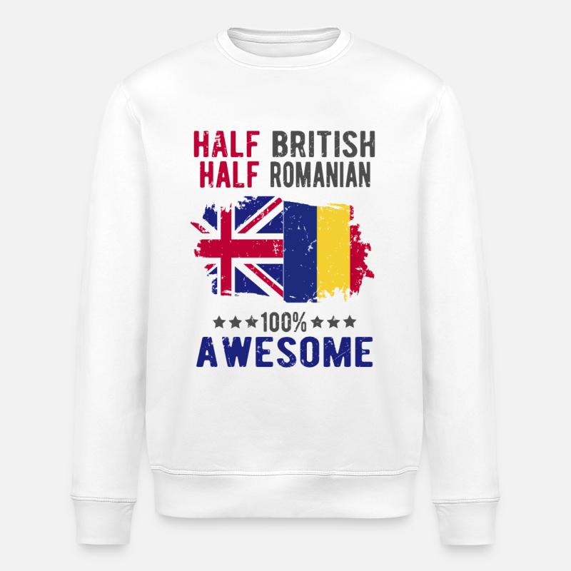 Halb Brite Halb Rumäne - Stanley/Stella Unisex Bio-Sweatshirt ROLLER - Weiß