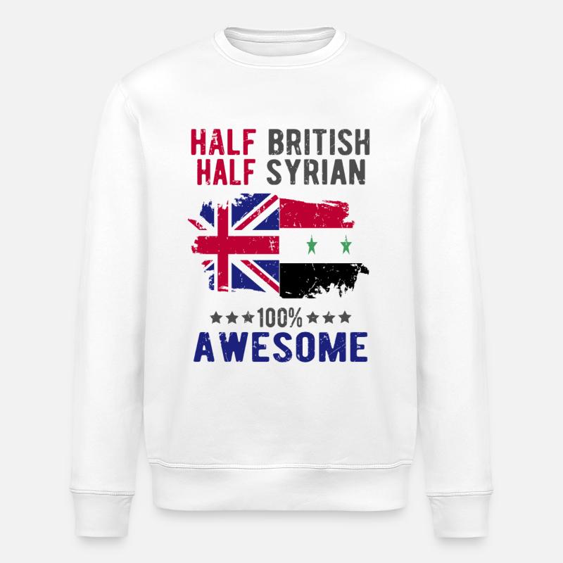Halb Brite Halb Syrier - Stanley/Stella Unisex Bio-Sweatshirt ROLLER - Weiß