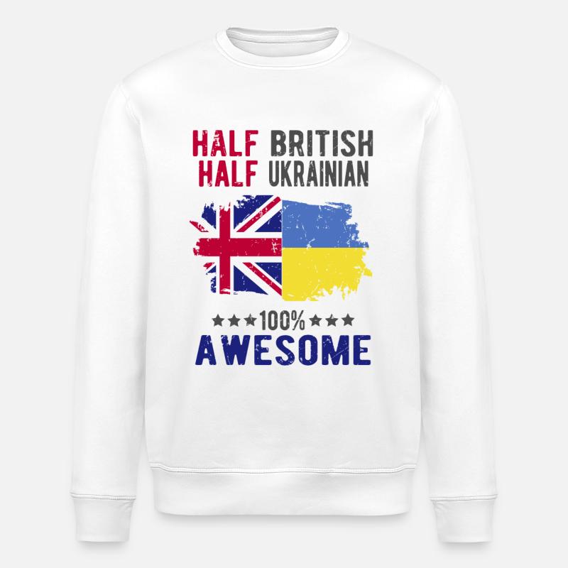 Half British Half Ukrainian - Stanley/Stella ROLLER Unisex Organic Sweatshirt - white
