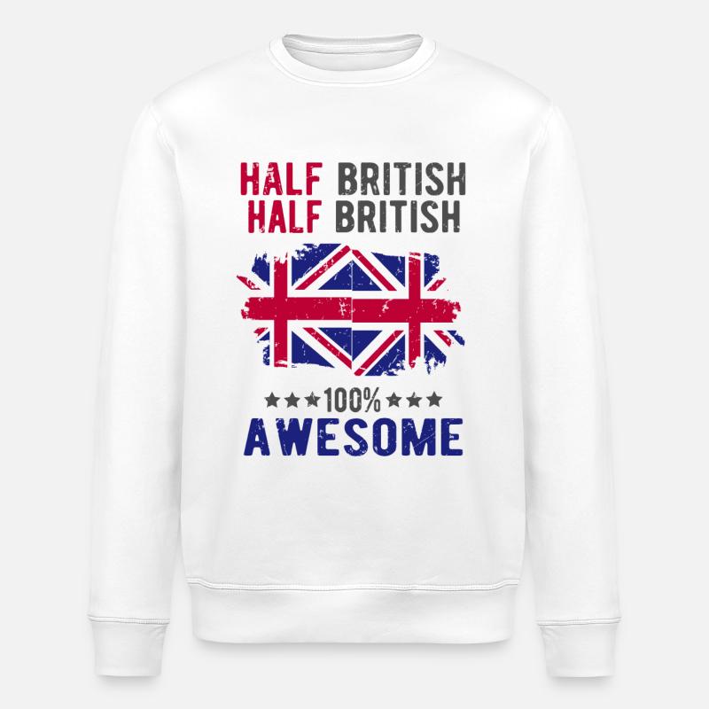 Half British Half British - Stanley/Stella ROLLER Unisex Organic Sweatshirt - white