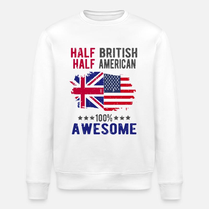 Half British Half British - Stanley/Stella ROLLER Unisex Organic Sweatshirt - white