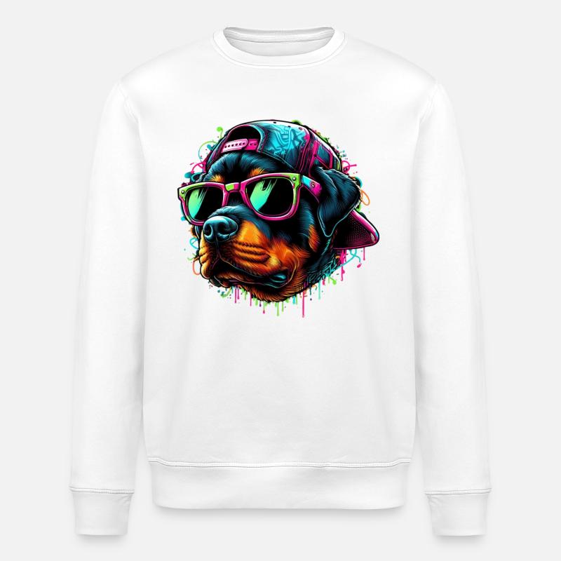 Rottweiler Grafitti Keep Cool - Stanley/Stella ROLLER Unisex Organic Sweatshirt - white