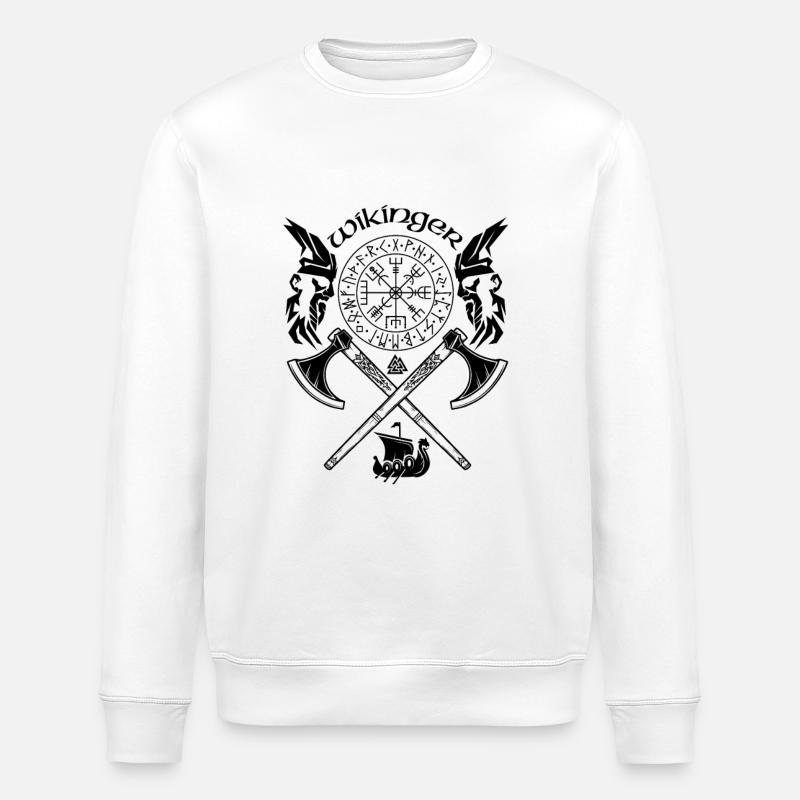 Wikinger-VIKING SYMBOLE-WIKINGER RUNEN - Stanley/Stella Unisex Bio-Sweatshirt ROLLER - Weiß