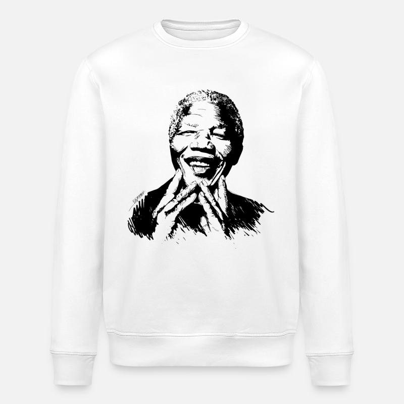 Nelson Mandela portrait dessiné - Sweat bio ROLLER Stanley/Stella Unisexe - blanc