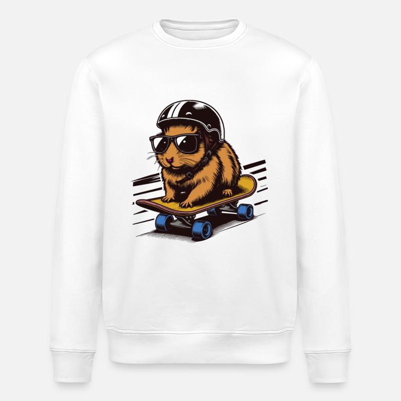 Skater Hamster - Stanley/Stella Unisex Bio-Sweatshirt ROLLER - Weiß