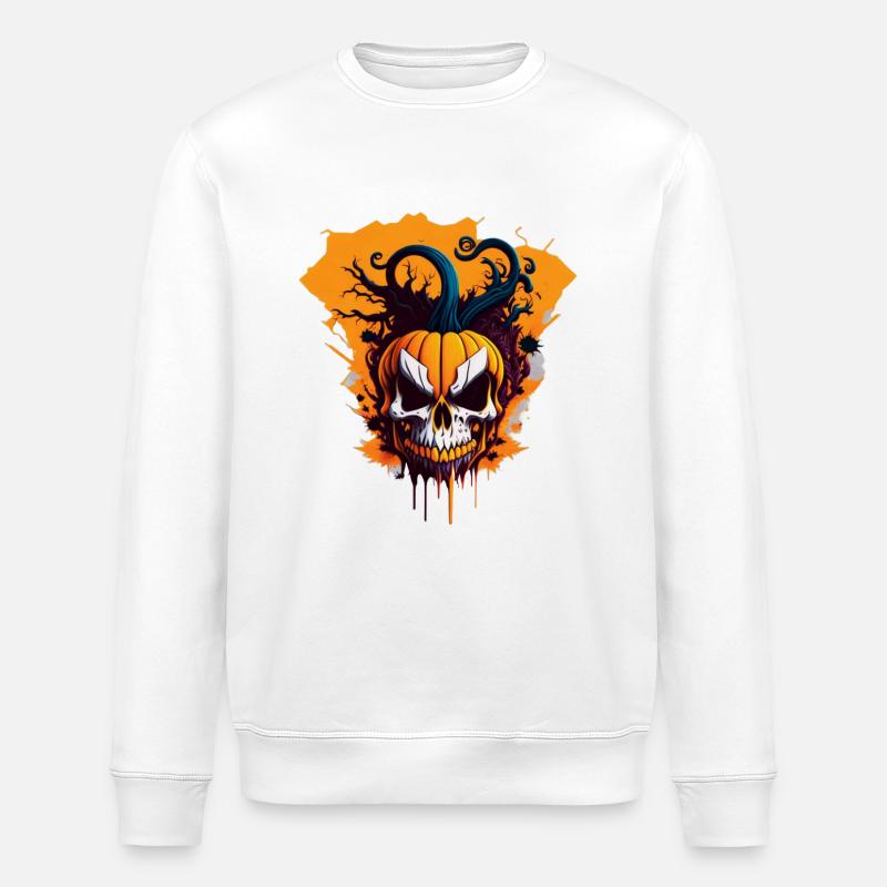 Halloween-Kürbis-Schrägstrich - Stanley/Stella Unisex Bio-Sweatshirt ROLLER - Weiß